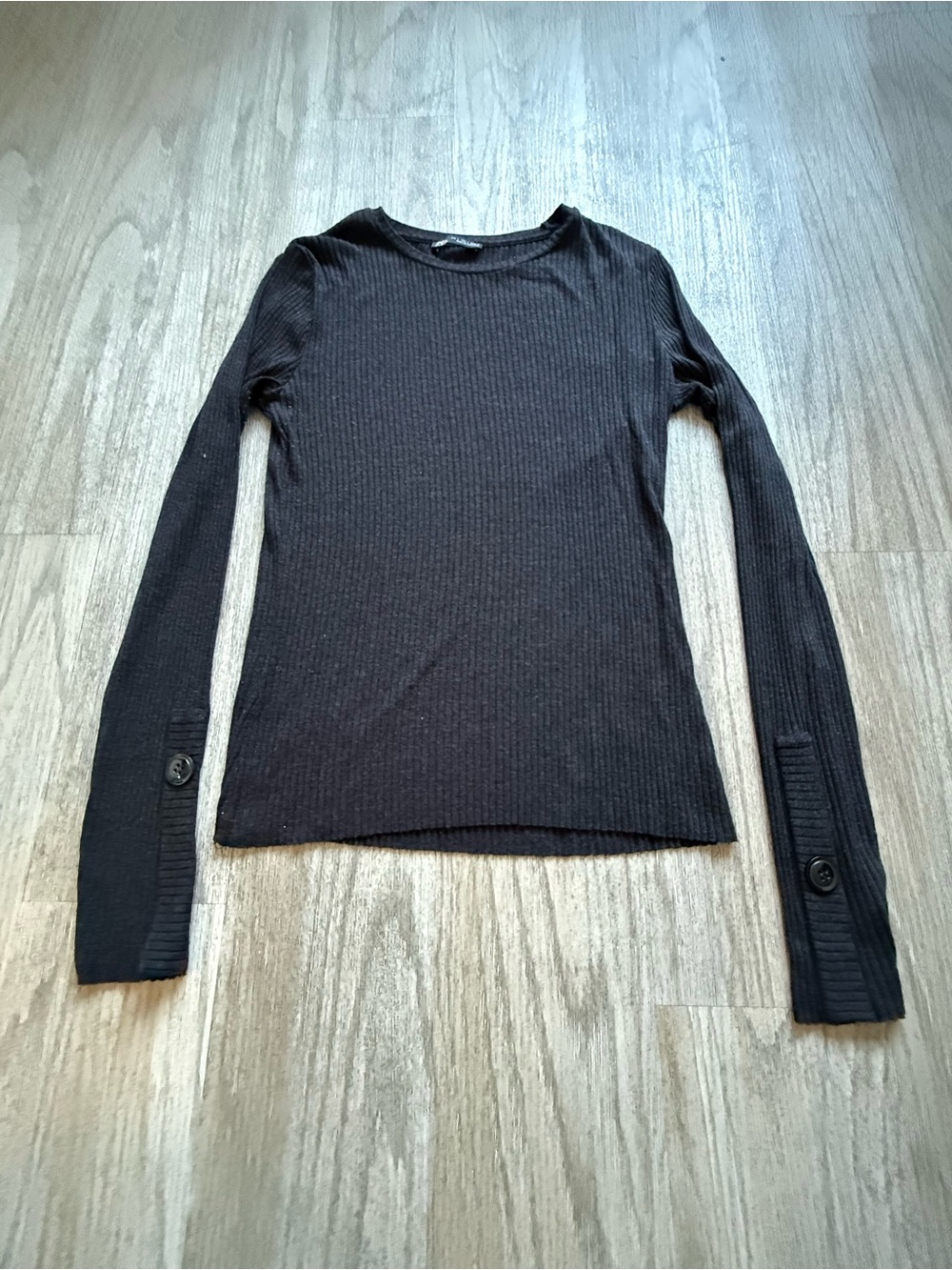 Women's Long-Sleeve Ribbed Top - Black